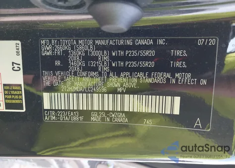 2020 Lexus Rx 350 z USA, uszkodzony, nr VIN 2T2HZMDA7LC249596